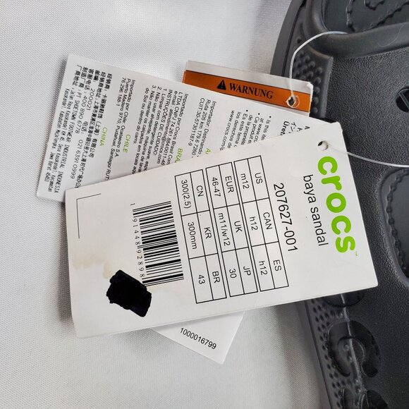 Crocs Baya Slide Sandals Mens 12 Black Lightweight Slip-On Comfort Footwear - Picture 3 of 10